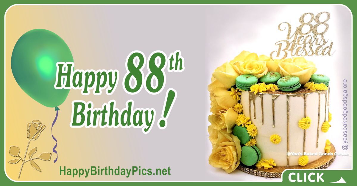 Happy 88th Birthday with Green Macarons Card Equivalents