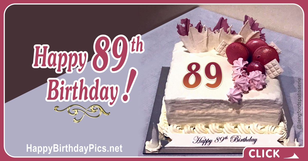 Happy 89th Birthday with Maroon Macarons Card Equivalents
