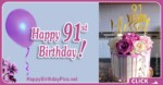 Happy 91st Birthday with Purple Flowers