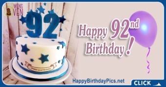 Happy 92nd Birthday with Blue Stars
