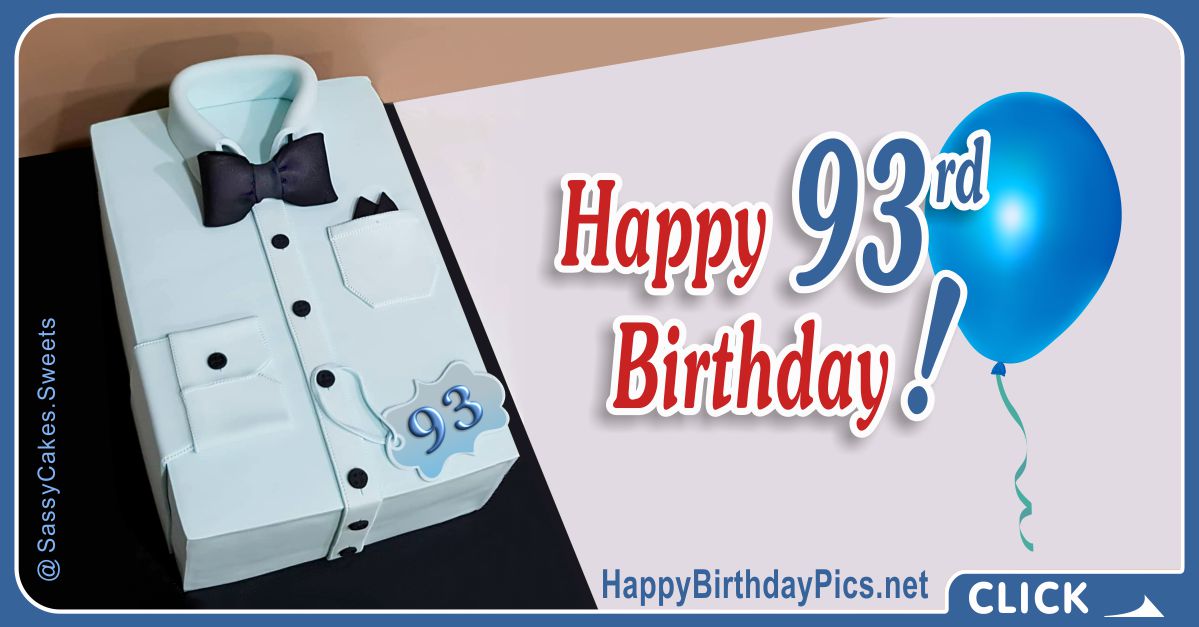 Happy 93rd Birthday with Blue Shirt Card Equivalents