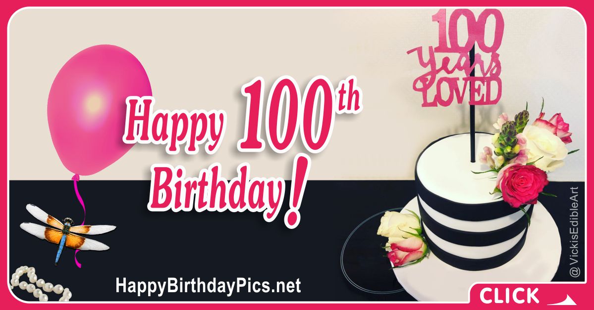 Happy 100th Birthday Video with Pearls and Dragonfly Card Equivalents