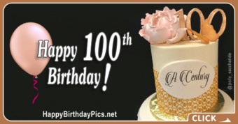 Happy 100th Birthday with Pink Rose and Butterfly