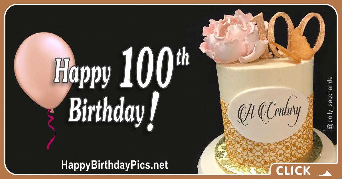 Happy 100th Birthday with Pink Rose and Butterfly Card Equivalents