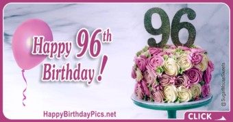 Happy 96th Birthday with Purple Flowers