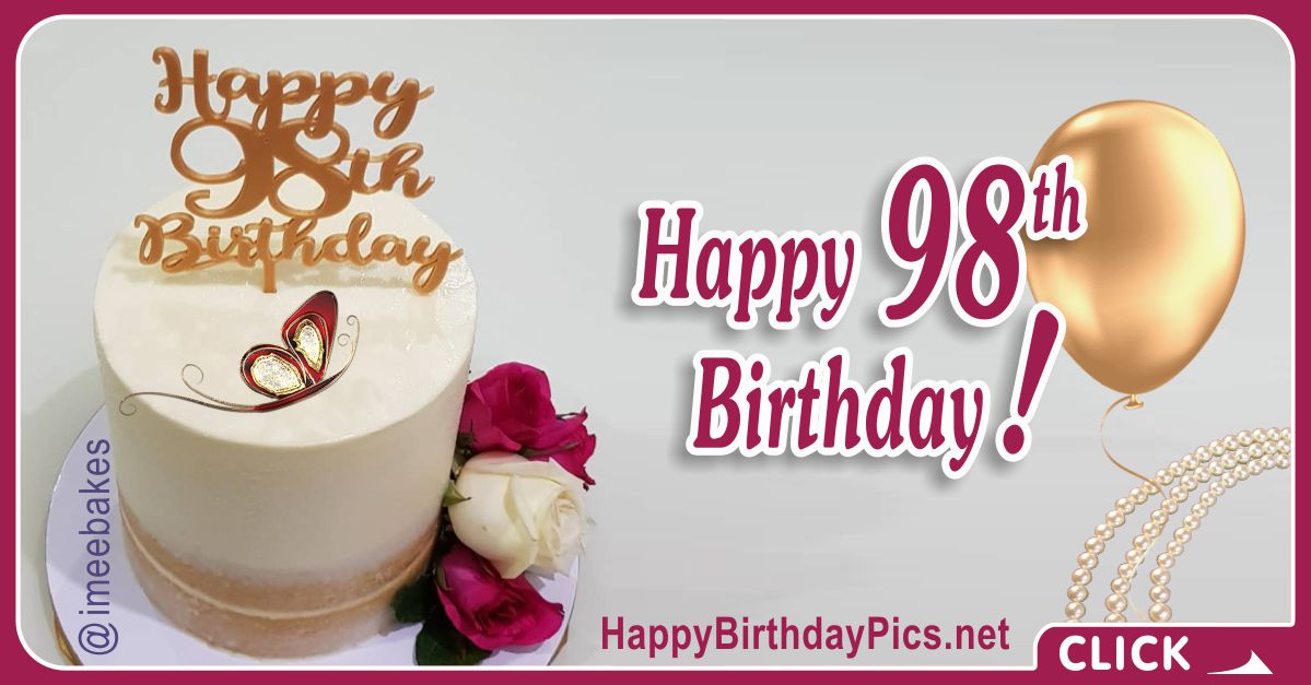 Happy 98th Birthday with Gemstone Brooch Card Equivalents