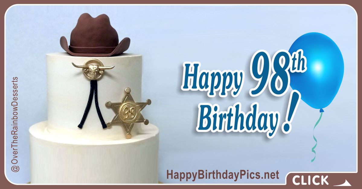 Happy 98th Birthday with Gold Sheriff Badge Card Equivalents