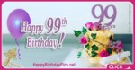 Happy 99th Birthday with Gold Purple Roses