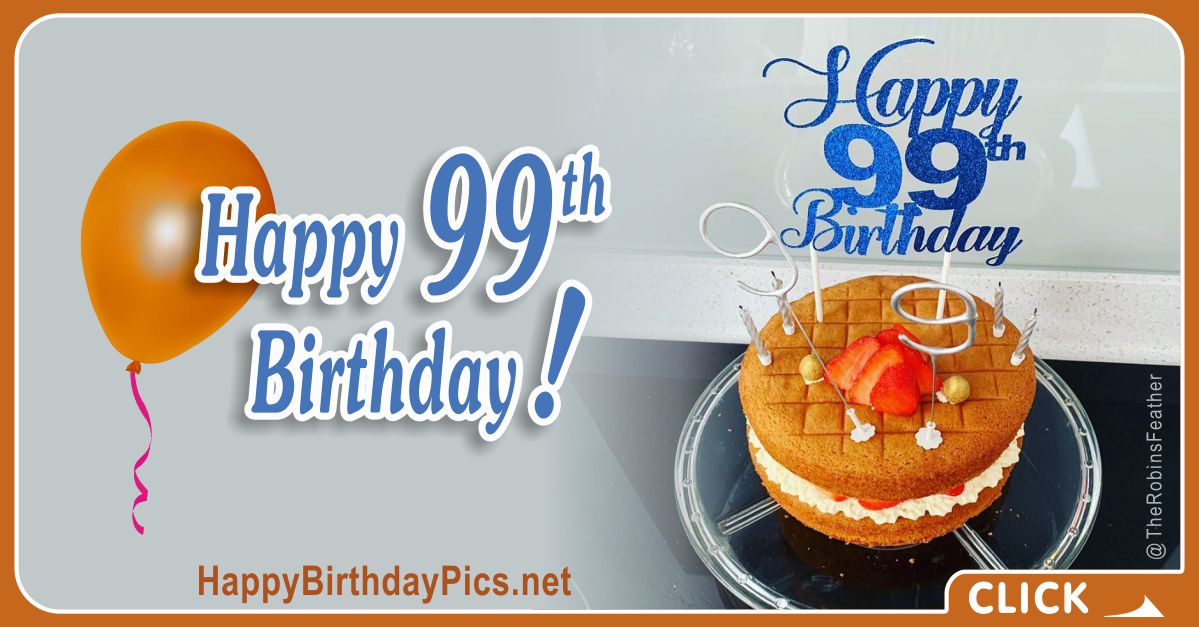 Happy 99th Birthday with Blue Silver Figures Digits Card Equivalents